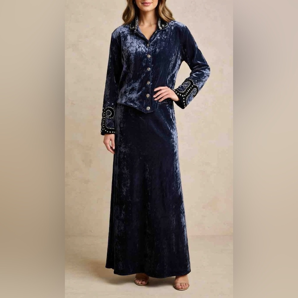 Double D Ranch Wear - Blazer and Skirt Outfit - Crushed Velvet - Unique Western